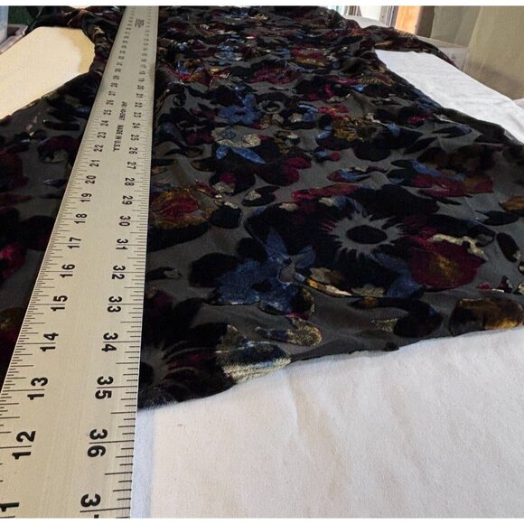 Mevisto Womens Black Multicolor Burnout Velvet Floral Long Sleeve Shift Dress - Picture 7 of 9